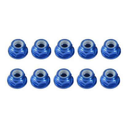 Insert Lock Nuts – Aluminum Alloy Hex Flanged Nylon Lock Nuts,Avoid Loosening Hardware Fasteners for RC Car Truck Crawler Wheels(M4,Black)(Blue-M3) - color: Blue-M3