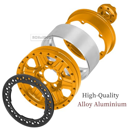 1.9 Beadlock rc Tires Wheels for 1/10 TRX4 TRX6 SCX10 90046 AX103007 Gen8 Gen7 D90 VS4-10 MST CFX RC Crawler,1.9 Wheels and Tires Alloy Aluminium Rims w/Rubber Tyres,Gold - color: Gold(4pcs)