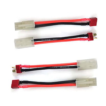 DEVMO 2 Pairs 14AWG Ta-Miya Style Connector to D-eans T Style Plug Cable Adapter Connector Compatible with RC ESC Speed Controller Lipo/NiMH Battery Charging