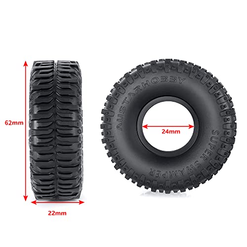 4PCS Rubber Micro 1" RC Wheel Tires 62mm for All 1/24th Axial SCX24 Deadbolt,C10,JLU CRC,Bronco RC Crawler Truck Car - color: A Style