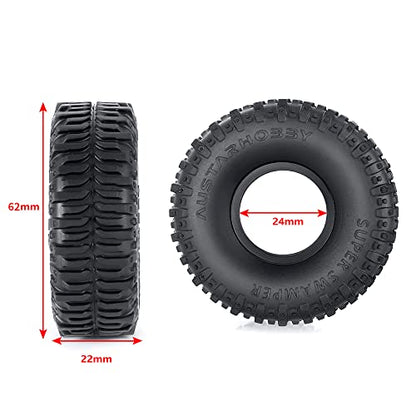 4PCS Rubber Micro 1" RC Wheel Tires 62mm for All 1/24th Axial SCX24 Deadbolt,C10,JLU CRC,Bronco RC Crawler Truck Car - color: A Style