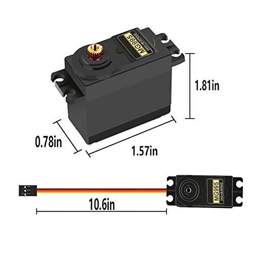 MG995 Servo Motor 4Pack 55g Metal Gear | Metal gear, 55g torque, digital control, fits Arduino/Futaba JR, for RC helicopter/car/boat/robot. - style: 4PCS MG995