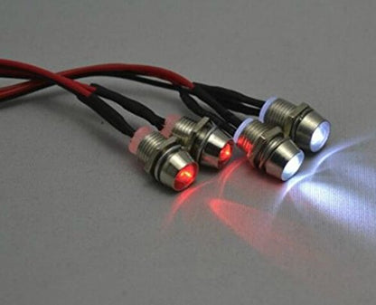 2 Sets 5mm & 3mm Red White LED Light Headlight Taillight for RC Model Truck Cars, Pack of 4