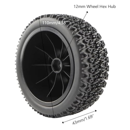 4-Pack 1:10 RC Rubber Car Tires On Road Tyres 12mm Hex Plastic Wheels Rims for Racing TT01 TT02 XV01 TA06 PTG2 94111 94188 94108 9125 X07 RC Cars