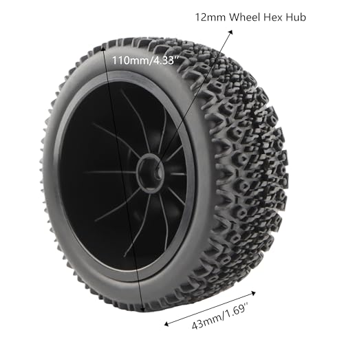 4-Pack 1:10 RC Rubber Car Tires On Road Tyres 12mm Hex Plastic Wheels Rims for Racing TT01 TT02 XV01 TA06 PTG2 94111 94188 94108 9125 X07 RC Cars
