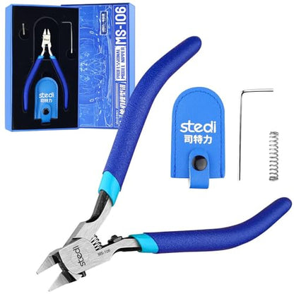 stedi 5-In Model Nippers, with Ultra-thin Single-edge and Blade Case | Sprue Cutter Plastic Model Tools for Gundam Repairing Plastic Model and Fixing, Blue - style: Single-edged (Blue_for Professionals)
