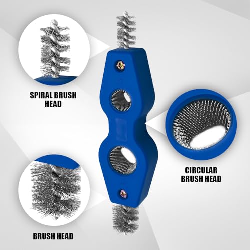 4 in 1 Car Battery Cleaning Brush, Battery Terminal Cleaner, Anti-Rust Auto Battery Cleaner Brush Tool with Steel Wire, Vehicle Battery Terminals Machine Parts Cleaning Tool for Cars (Blue) - color: Blue