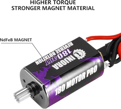 INJORA 180 PRO Brushed 48T Motor with Stainless Steel Pinion and Aluminum Heat Sink for TRX4M 1/18 RC Crawler Car Upgrade
