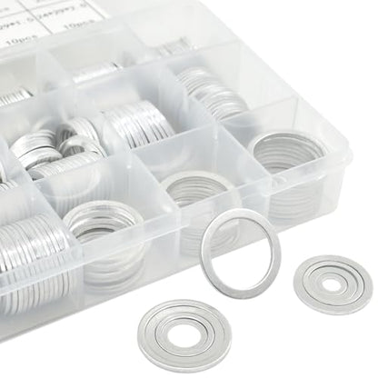 540pcs Oil Drain Plug Gaskets Oil Crush Washers Aluminum Flat Washers Automotive Engine Washers Assortment Kit (M6 M8 M10 M12 M14 M16 M18 M20 M22 M24)