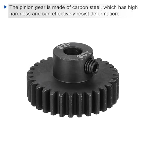 MECCANIXITY 2 Pcs RC 32P Hardened Pinion Gear 5mm Shaft, 30T Motor Gears Carbon Steel for 1/10 RC Model Car Boat Drone - style: 30T