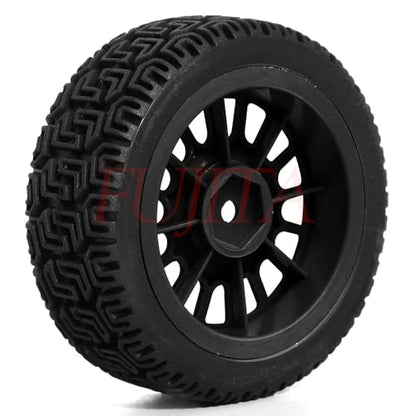 fujita 1/10 RC ON-Road Rubber Racing Tire Rim 68mm OD for 1:10 RC On-Road Touring Drift Car HSP Tamiya XV01 TT01 TT02 HPI Kyosho FAZER MK2（Black B） - color: Black B
