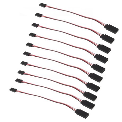 RC Servo Extension Cable, JR Plug Male to Female, 15cm (6in), for RC Car, Helicopter, Airplane, 10 Pack
