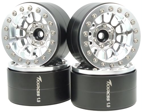 152g Super Heavy Duty RC 1.9 Beadlock Wheels Offsets -6mm Rims Hex 12mm Wheel for TRX4 TRX6 SCX10 Gen8 1/10 RC Crawler Remote Control Car Upgrades Accessories (Silver) - color: Silver
