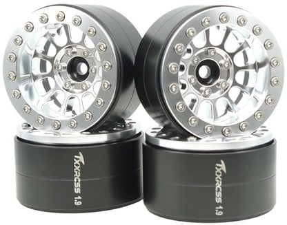 152g Super Heavy Duty RC 1.9 Beadlock Wheels Offsets -6mm Rims Hex 12mm Wheel for TRX4 TRX6 SCX10 Gen8 1/10 RC Crawler Remote Control Car Upgrades Accessories (Silver) - color: Silver