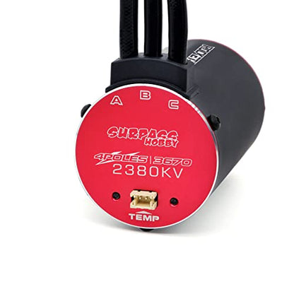 Supersonic 3670 RC Brushless Motor, 2380 KV with Sensor Port Temprerature Resisatant Heavy Duty 4 Poles for 1/8 1/10 RC Car - size: 2380KV, style: 3670 Motor