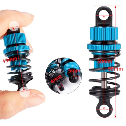 4Pcs JGGZONE 1:10 50mm RC Oil Filled Shock Absorbers Assembled Kit Compatible with Tamiya TT01 TT02 M03 M04 M05 M06 1:10 On Road Car Upgrades Replace Parts (Blue, 50MM) - color: Blue, size: 50MM