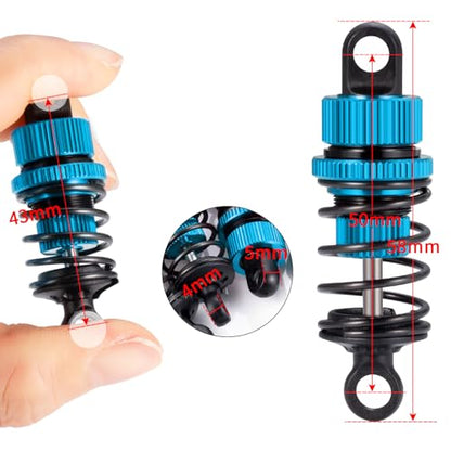 4Pcs JGGZONE 1:10 50mm RC Oil Filled Shock Absorbers Assembled Kit Compatible with Tamiya TT01 TT02 M03 M04 M05 M06 1:10 On Road Car Upgrades Replace Parts (Blue, 50MM) - color: Blue, size: 50MM