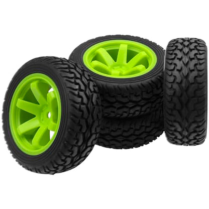 75mm/2.95'' Rubber Tires & Plastic Wheel Rims 12mm Hex w/Foam Compatible with HSP Tamiya HPI Kyosho 1/10 1/12 On-Road RC Touring Car,WLtoys 1/14 144001 RC Buggy (Green) - color: Green