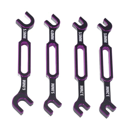 4PCS RC Wrench, Premium Aluminum Alloy Turnbuckle Nut Ball Joint Remover Tool with 3.0 3.2 .5 .7 4.0 5.0 6.0mm Sizes, for RC Car Boat Drone Crawler Truck DIY (Purple) - color: Purple