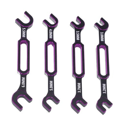 Drfeify 4PCS RC Car Wrench Repair Tool, 3.0/3.2/3.5/3.7/4.0/5.0/5.5/6.0mm RC Turnbuckle Nut Ball Joint Remover Universal Upgrade Parts (Purple) - color: Purple