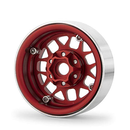 MOHERO Aluminum 1.9'' Alloy Beadlock Wheel Rims for 1/10 RC Axial SCX10 SCX10-II SCX10-III TRX4 CC01 D90 TRX4 Crawler Car Pack of 4 (Red+Black) - color: Red+black