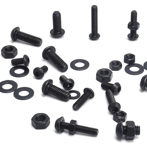 400PCS M6 M8 Button Head Screws Kit, GTERNITY M6-1.0 M8-1.25 Assorted Machine Screws Nuts Washers Alloy Steel Black Oxide Metric Internal Hex Screws Bolts Nuts Washers Set - size: M6 m8 400 B