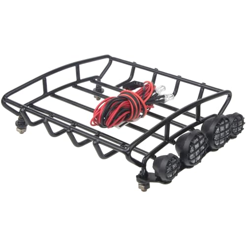 RC Car Metal Roof Luggage Rack with LED Lights for Tamiya Sand Scorcher Monster Beetle 1/10 Crawler Car Upgrade Parts
