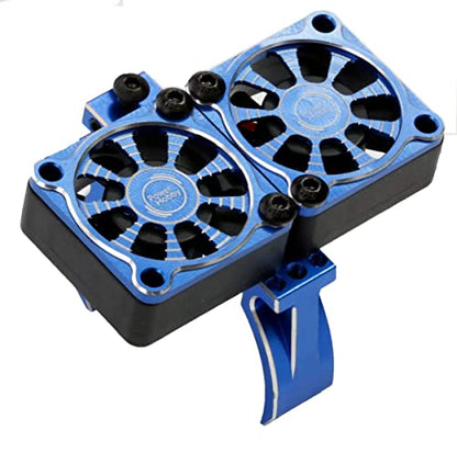 Powerhobby 1/8 Aluminum Heatsink 30mm Twin Turbo Dual High Speed Cooling Fans 28K (Blue) - color: Blue