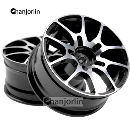 1/10 RC On Road Drift Wheels Rims Hex 12mm Metal Rally Racing Hubs for 1:10 Scale Touring Street Car Tires Tyres Tamiya TT01 TT02 HSP 2S 3S Brushless HPI KYOSHO XV02 XV01 4PCS (Black) - color: Black