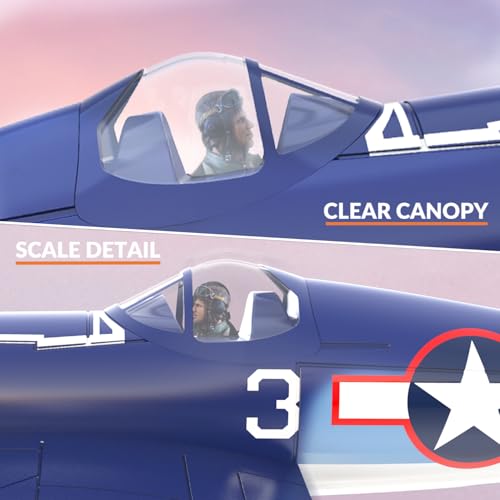 F4U Corsair RC Planes for Adults, RTF 4 Channel Remote Control Airplanes with 6-Axis Gyro, 3 Flight Modes, One-Key Aerobatics, Wingspan 400mm RC Airplane with 3 Batteries, Ideal for Outdoors