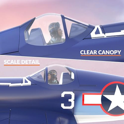 F4U Corsair RC Planes for Adults, RTF 4 Channel Remote Control Airplanes with 6-Axis Gyro, 3 Flight Modes, One-Key Aerobatics, Wingspan 400mm RC Airplane with 3 Batteries, Ideal for Outdoors