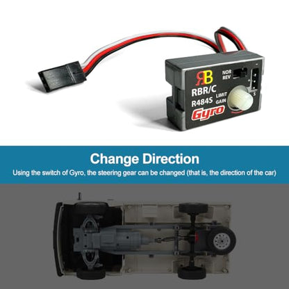 Mini Gyro Module for RC Cars Drift Drive, Automatic Stability Control Gyro Sensitivity R484 Mini RC Car Gyro Stabilizer 4-6V Analog SMM System for WPL D12
