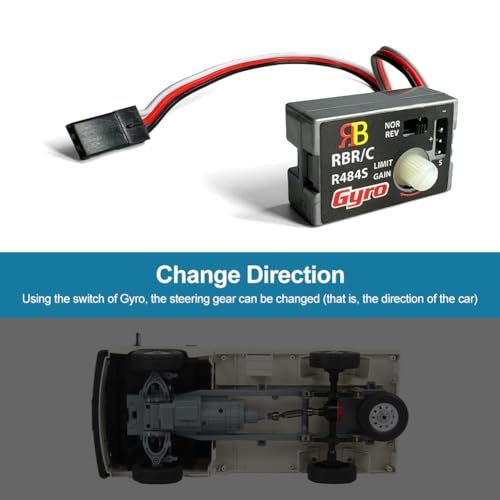Mini Gyro Module for RC Cars Drift Drive, Automatic Stability Control Gyro Sensitivity R484 Mini RC Car Gyro Stabilizer 4-6V Analog SMM System for WPL D12