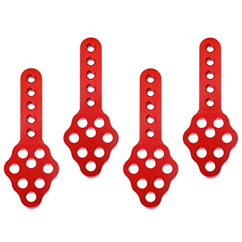 4Pcs Metal CNC RC Car Shock Absorber Mount Adjust Height Angle Stand for Axial SCX10 90046 D90 D110 SCX10III RC Crawler Upgrades (Red) - color: Red