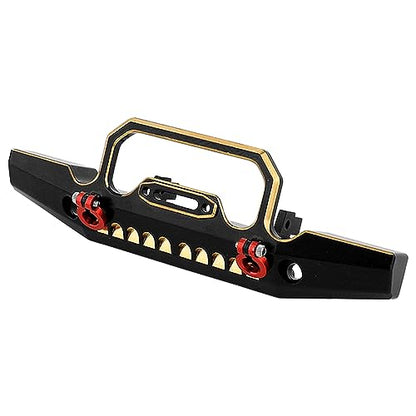 Heavy Duty Brass Black Coating Front Rear Bumper with Bumper Mount for 1/18 RC Crawler Car TRX4-M Defender Metal Upgrade Parts (Front Bumper)