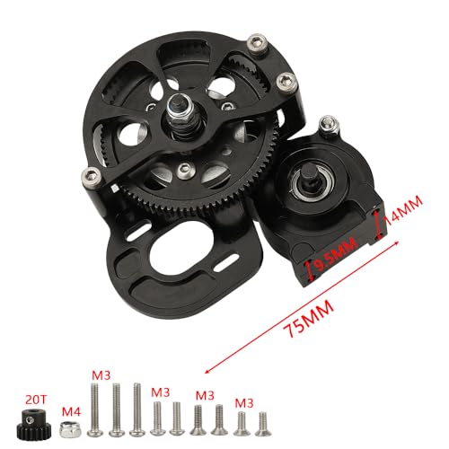 Full Metal Transmission Assembled Gearbox with Steel Gear Set Compatible with Axial SCX10 I II 1/10 RC Crawler Upgrade Parts,Half Open Shell - color: Black