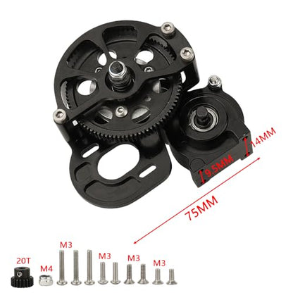 Full Metal Transmission Assembled Gearbox with Steel Gear Set Compatible with Axial SCX10 I II 1/10 RC Crawler Upgrade Parts,Half Open Shell - color: Black