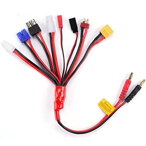 RC Connector 8 in 1 Octopus Convert Cable to 4.0mm Banana Plug Lead Cable | With TRX, T-Plug, Futaba, Tamiya Mini, XT60, EC3, JST, Tamiya, for RC Lipo Battery Charger