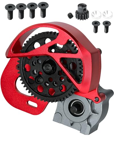 RC Aluminum Transmission Gearbox Upgrades Part for 1/10 SCX10, SCX10 II 90046 90047 Wraith,AX10 RC Crawler car,Alloy Center Transmission Gearbox,Titanium & Red - color: Titanium&red(1pc)