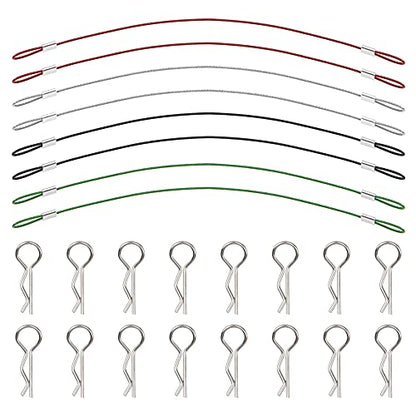8Pcs ShareGoo Metal Clip R Pin Rod with Steel Anti-Lost Rope RC Body Shell Clip Wire Compatible with 1/8 1/10 Traxxas HSP Arrma Axial Redcat RC Car Truck Crawler (Multiple Colour)