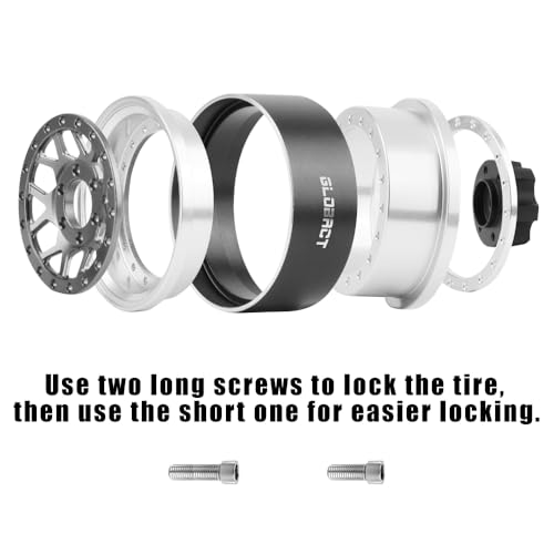 GLOBACT 1.9 Beadlock Wheel Rims for TRX4 TRX6 Axial SCX10 Redcat, Titanium | Aluminum RC Wheel Hub, Adjustable 4 Offsets, 1/10 RC Crawler Upgrade - color: Titanium