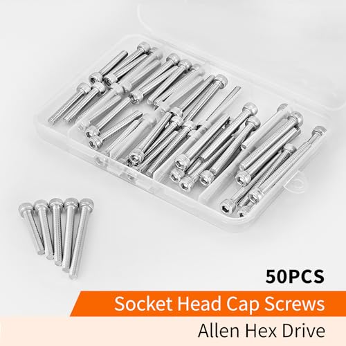 M5 x 30mm 35mm 40mm 45mm 50mm Hex Socket Head Cap Screws Bolts 304 Stainless Steel Allen Hex Drive Metric Machine, Fully Threaded, Assortment Kit 50PCS - size: M5 x 30/35/40/45/50mm (50PCS)