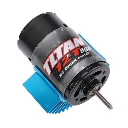 Alomejor 550 RC Car Motor, Brushed Motor with Cooling Fan and Heat Sink for Axial SCX10 HPI JL 90046 Slash 1:10 RC Crawler (12T) - size: 12T