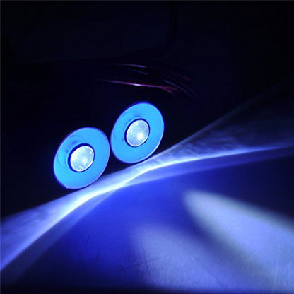 QUE-T 22mm 2 LEDs Angel Eyes & Demon Eyes LED Headlight/Back Light for 1:10 RC Model Crawler Cars, (Blue + White, 22MM) - color: Blue + White, size: 22MM