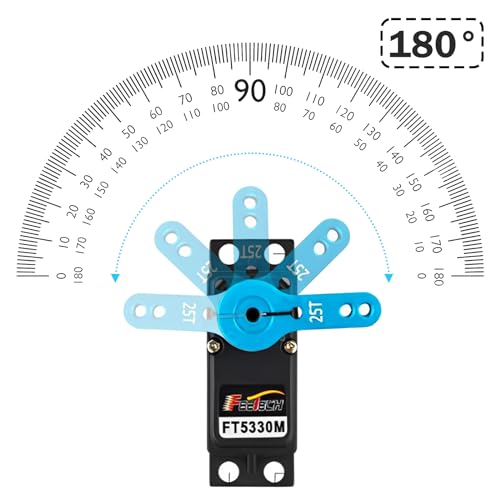 Feetech FT5330M 35KG Digital RC Core Servo Motor Waterproof Metal Gear 25T Servo Arm Horn 180 Degree 6V-7.4V for Metal Gear 1/8 1/10 Baja Car（Pack of 2）