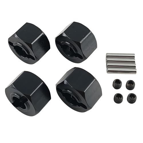 12mm Aluminum Wheel Hex Hub Adapter for 1/10 Mini Maxx RC Car (Black) | Alloy,3654,Upgrade Parts,CNC Machined,High Strength,Precision Fit,Wear Resistant,Easy Installation - color: Black