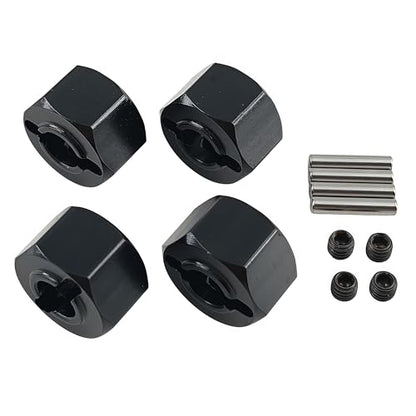 12mm Aluminum Wheel Hex Hub Adapter for 1/10 Mini Maxx RC Car (Black) | Alloy,3654,Upgrade Parts,CNC Machined,High Strength,Precision Fit,Wear Resistant,Easy Installation - color: Black