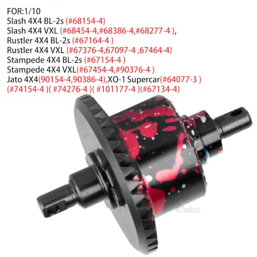 RC Diff Gear 37T Upgrades Part for 1/10 Slash 4X4 VXL/Rustler 4X4 VXL/Stampede 4X4 VXL/Hoss 4X4 VXL/XO-1,Front Rear Differential Hop Ups,Colorful - color: Colorful-(upgrades Part）