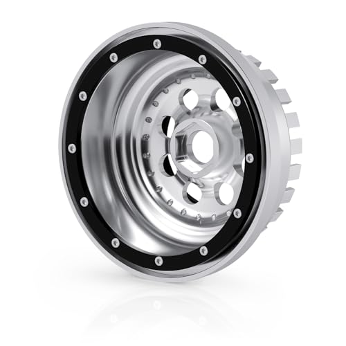 4Pcs Aluminium Beadlock Wheel Rims for 1/7 Mojave 6S EXB & 1/8 Mojave 4S BLX Desert Truck(Silver) - color: Silver