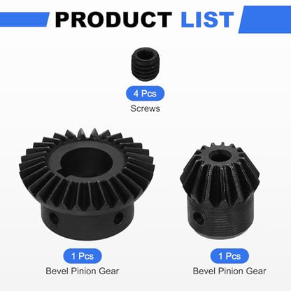 uxcell 2Pcs Tapered Bevel Gears Set, 1.5 Mod 1:2 (15T/30T) Harden Steel Straight Bevel Gear, 90 Degree Steering Motor Gears, (5/17mm Shaft Hole with Keyway) - size: 5/17mm